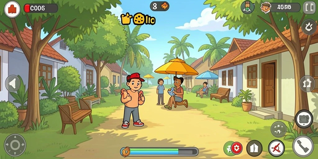 Gambar menunjukkan karakter utama dalam aksi petualangan.
